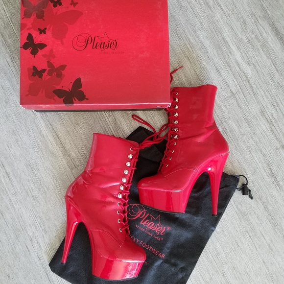 red pleaser boots